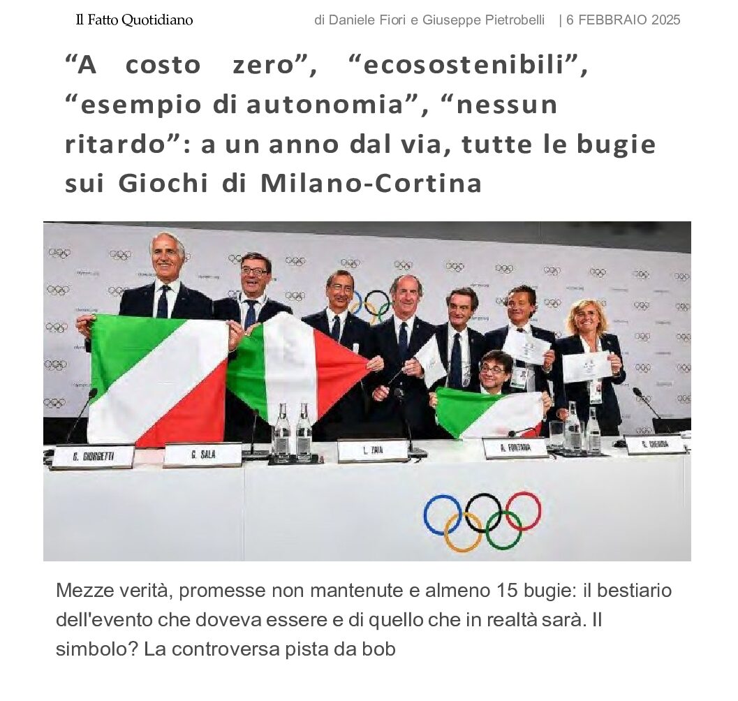 Olimpiadi Milano-Cortina 2026: tutte le bugie