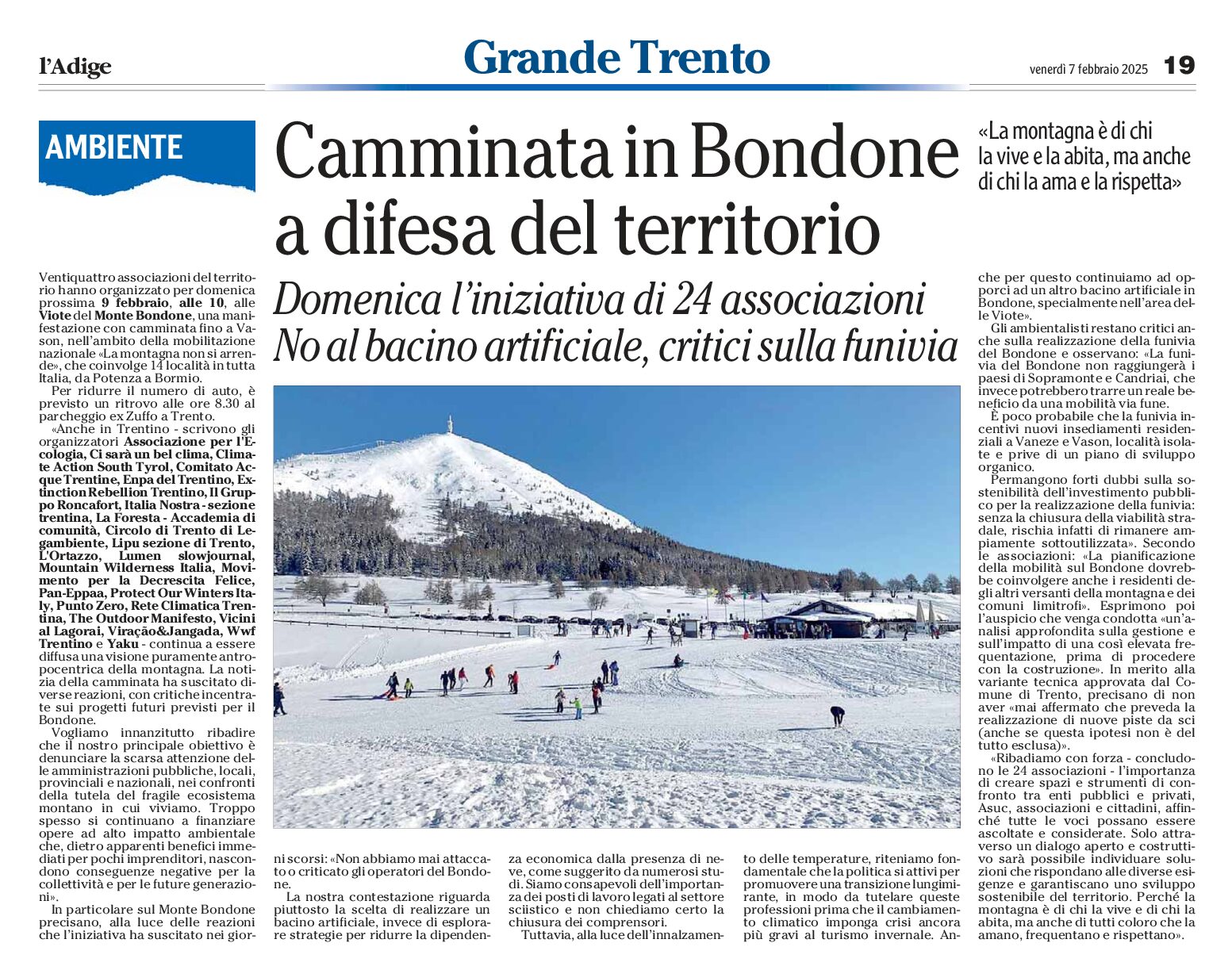 Camminata in Bondone, la montagna non si arrende