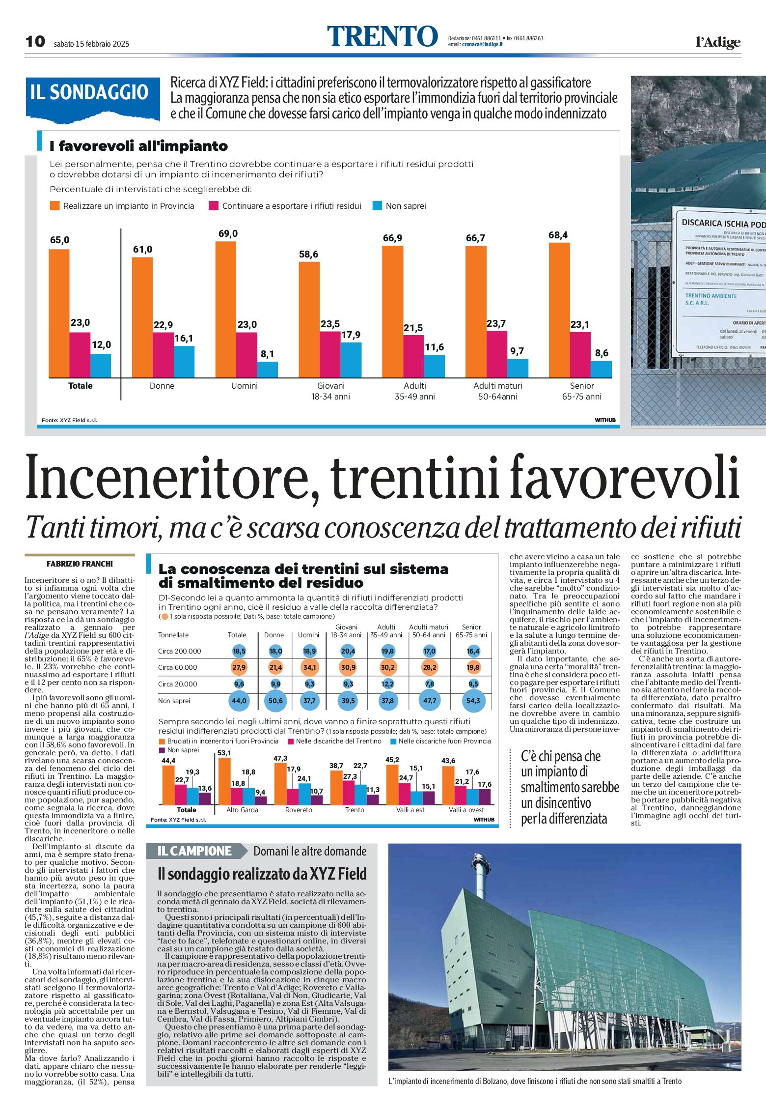 Inceneritore: i trentini favorevoli