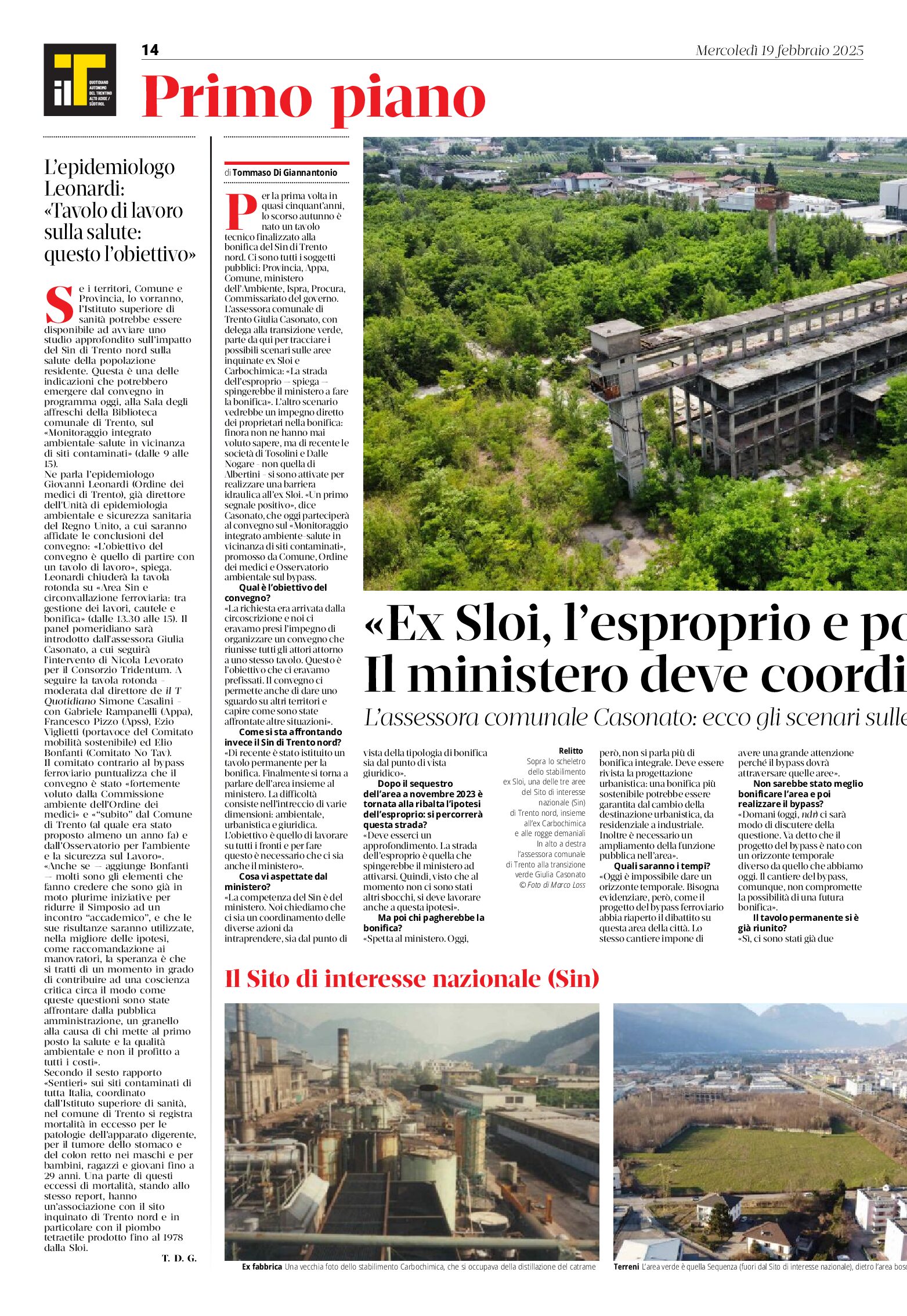 Ex Sloi: espropio, bonifica , inquinanti