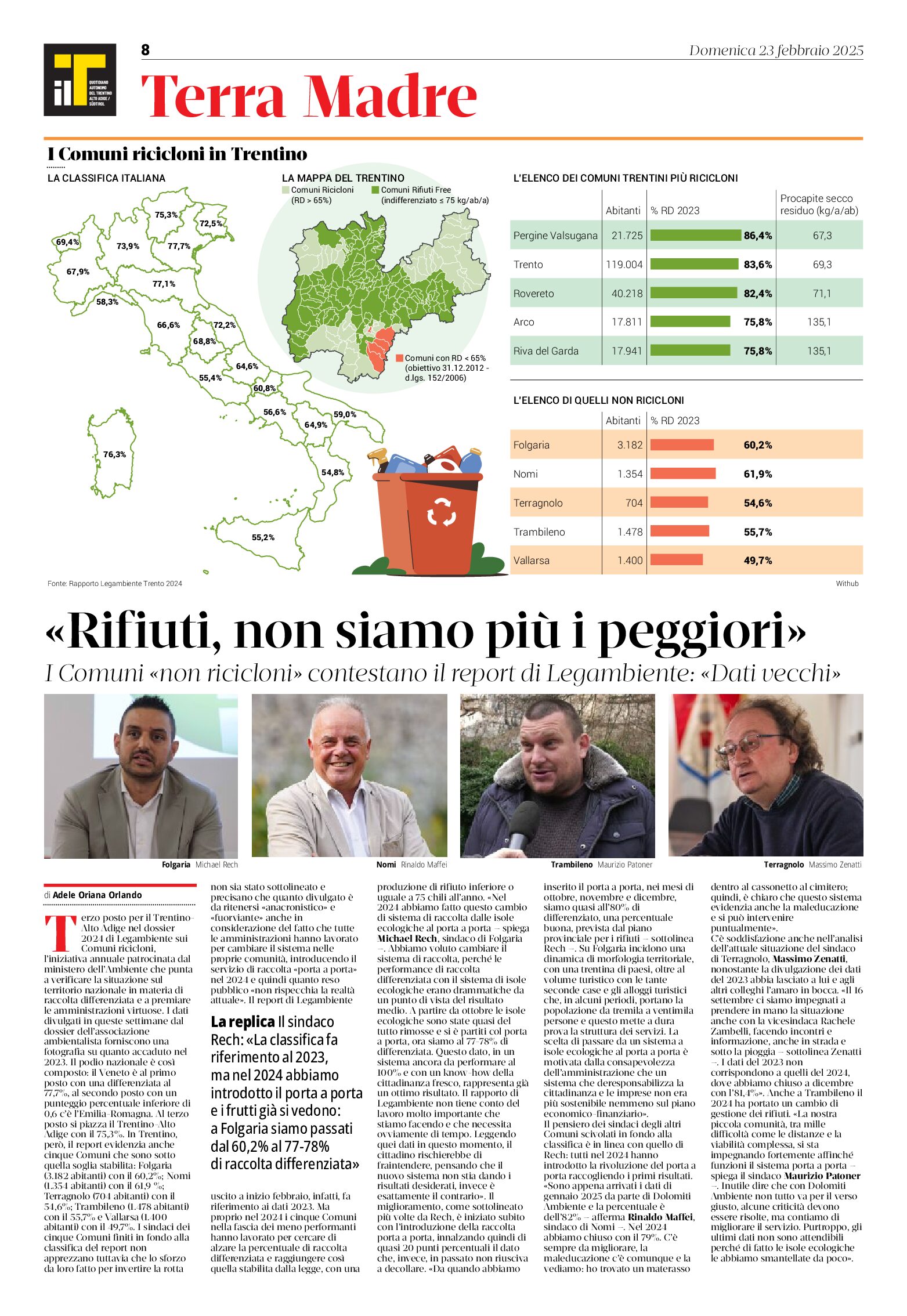 Mappa del riciclo rifiuti in Trentino