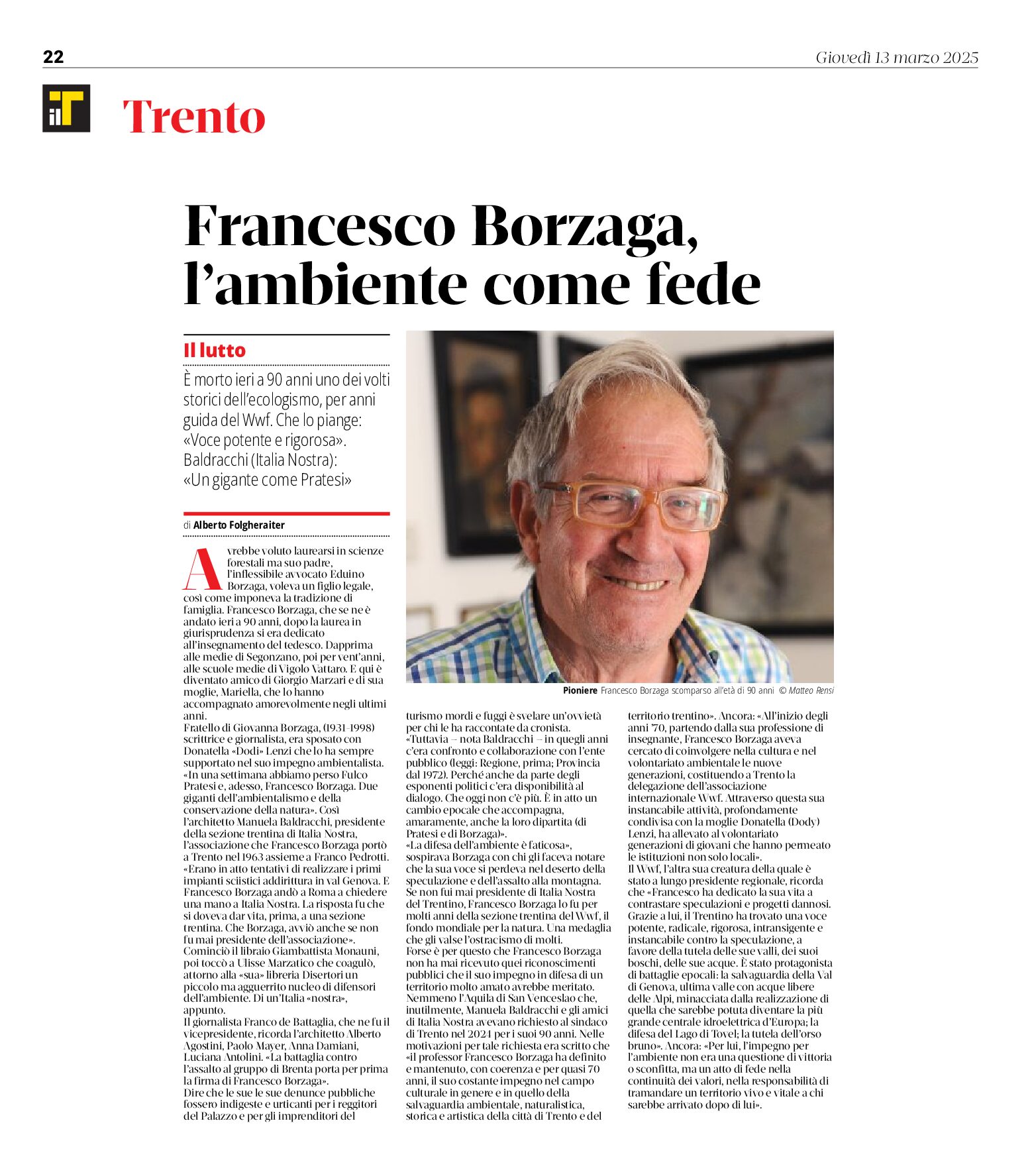 Francesco Borzaga, l’ambiente come fede