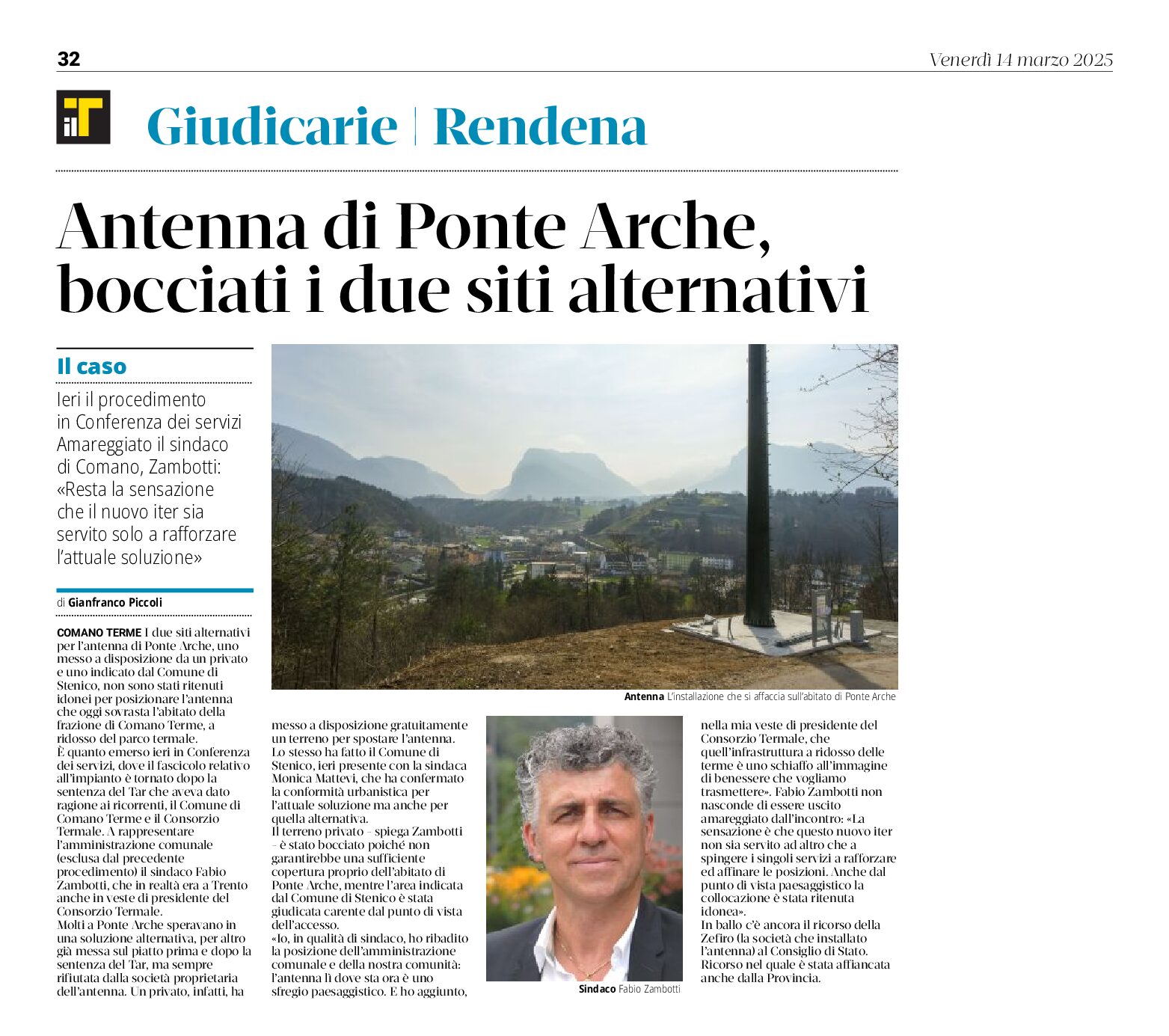 Antenna di Ponte Arche, bocciati due siti alternativi